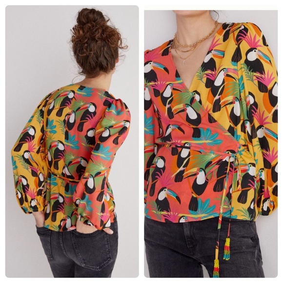Farm rio toucan rainforest wrap blouse - Picture 2 of 10